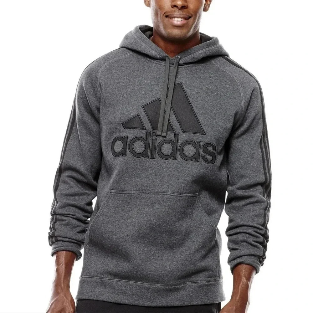 ADIDAS‎ grey and black hoodie
Size: medium